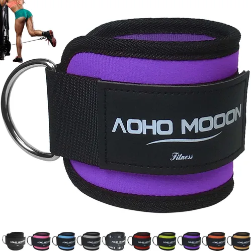 Vista 8 de AOHO MOOON Comfortable Adjustable Ankle Straps for Cable Machines Women, Gym Workout Leg Strap, Ankle Cuffs for Glute Workouts, Foot Straps for