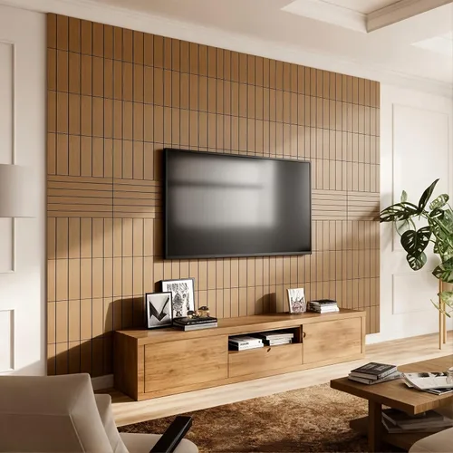 Vista 5 de 10 paneles de pared de listones de madera para despegar y pegar, paneles de pared decorativos de 12 x 12 pulgadas, paneles autoadhesivos con textura