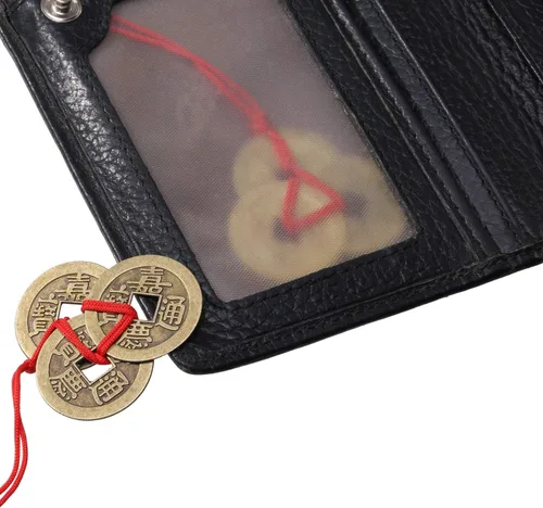 Vista 3 de Boao Monedas china de la fortuna Feng Shui I Ching Monedas de buena suerte tradicionales de latón, Adorno para el Año Nuevo con cadena roja