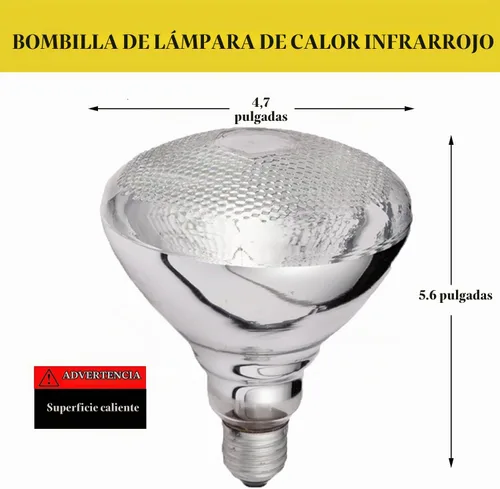 Vista 2 de Bombilla de lámpara de calor 250 vatios luz blanca infrarroja para servicio de alimentos (Dia120x142mm)