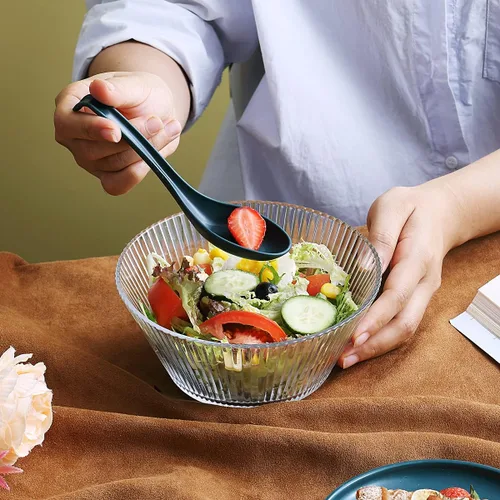Vista 7 de Evanda Cuchara de sopa, cuchara ecológica hecha de polipropileno de grado alimenticio, libre de BPA, fácil de limpiar, apta para lavavajillas, juego