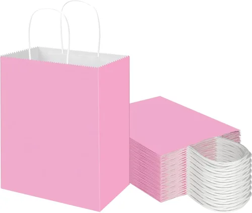 Vista 9 de Toovip - Paquete de 50 bolsas de papel kraft negro mediano de 8"x4.75"x10" con asas a granel, bolsas de papel para envolver regalos para recuerdos