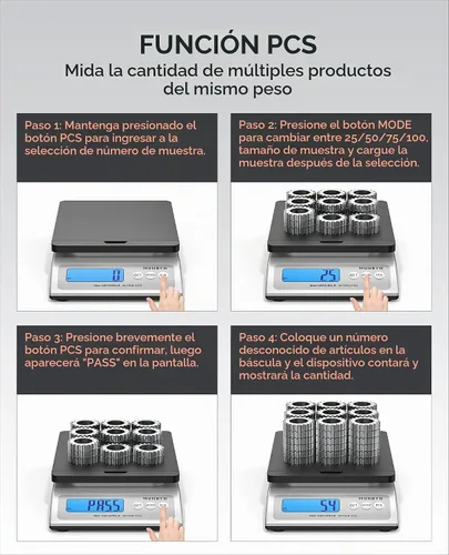 Vista 2 de MUNBYN Báscula de envío, 66lb/0.1oz Balanza Postal Digital Precisa Negro
