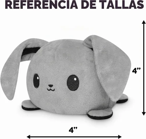 Vista 3 de TeeTurtle - Peluche reversible de conejo blanco y gris, 4 pulgadas Gris + Conejito Blanco