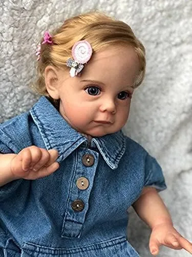 Vista 6 de Angelbaby Muñecas de bebé real Reborn de 24 pulgadas, 23.6 in, linda niña de silicona realista con cuerpo suave y acurrucable, juguetes y accesorios