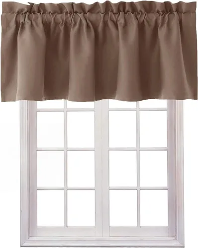 Vista 34 de Hiasan Cortinas opacas con cenefa para oscurecimiento sólido de habitación, cenefas con bolsillo para barra, para ventanas, 42 x 12 pulgadas