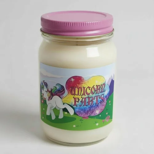 Vista 7 de Vela perfumada Unicorn Farts, aroma a refresco de uva, vela de cera de soja totalmente natural (3 mechas grandes, refresco de uva morada)