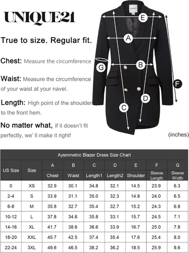 Vista 4 de UNIQUE21 Vestido tipo blazer asimétrico de lujo para mujer, elegante, casual, trabajo, oficina, eventos, blazer