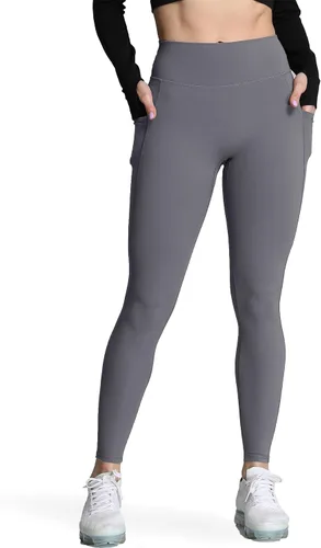 Vista 119 de Aoxjox Trinity - Pantalones de yoga de cintura alta con bolsillos para mujer, control de abdomen, cintura cruzada, leggings de entrenamiento suaves