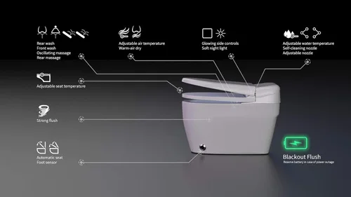 Vista 6 de EUROTO Inodoro de bidé inteligente, 1.28 GPF doble descarga, apertura y cierre automático, descarga automática, sensor de pie, asiento