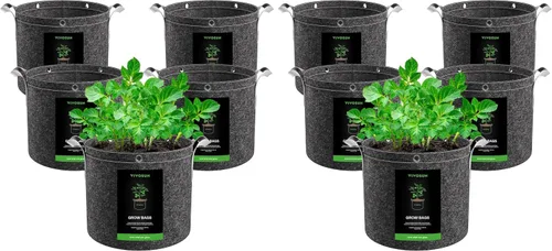 Vista 13 de VIVOSUN 5-Pack 25 Gallon 500G Fabric Grow Bags with Strap Handles