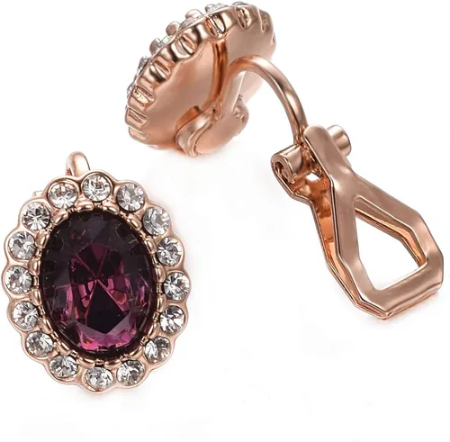 Vista 18 de Yoursfs Austria - Aretes de clip de cristal para mujer, chapados en oro de 18 quilates, joyería de moda con halo de circonita cúbica, aretes sin