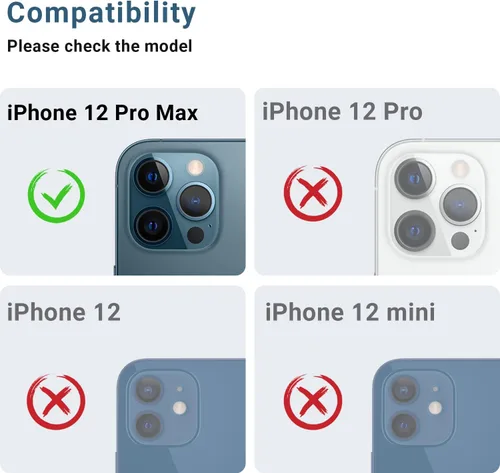 Vista 2 de Korecase Protector de lente de cámara para iPhone 12 Pro Max, película de vidrio templado de metal para cámara, protector de lente trasera