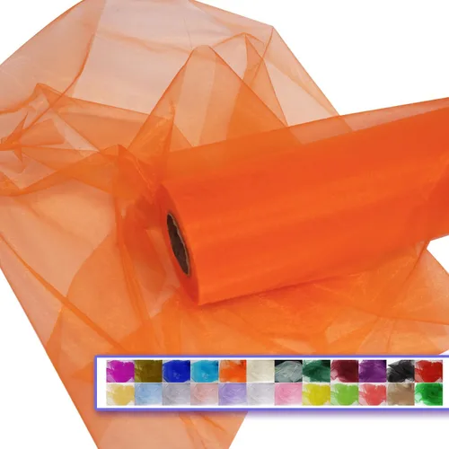 Vista 10 de Rollos de tela de tul de organza, organza cristal de 12" por 50 yardas (150 pies), carrete de malla de nailon transparente sedoso y brillante