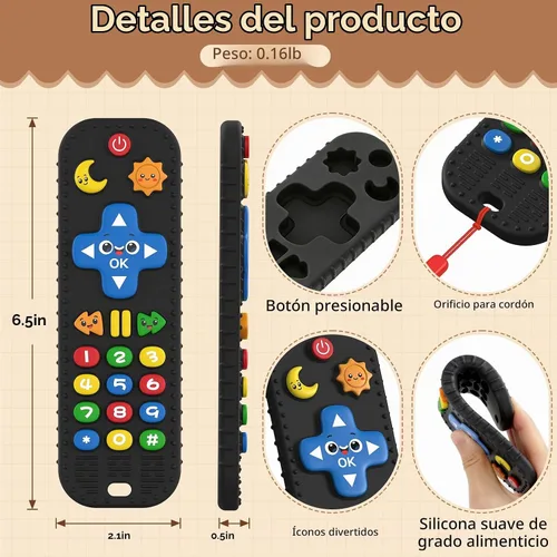 Vista 2 de Mordedor remoto del bebé del silicón de los juguetes de la dentición del Baby Essentials - Juguetes sensoriales para masticar, mordedor para bebé