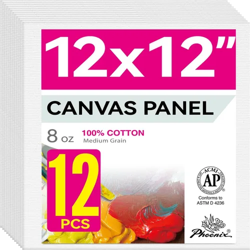Vista 35 de PHOENIX Paneles de Lienzo Pequeños para Pintura de 3x5 Pulgadas, Paquete de Valor de 12 Unidades - 8 Oz Triple Imprimado 100% Algodón Libre de Ácido