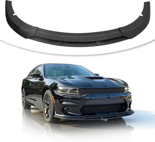 Vista 10 de Labio de Parachoques Delantero Compatible con Dodge Charger SRT GT-V 2015-2023 Estilo ABS Negro Brillante Divisor Delantero Protector Inferior AMPP