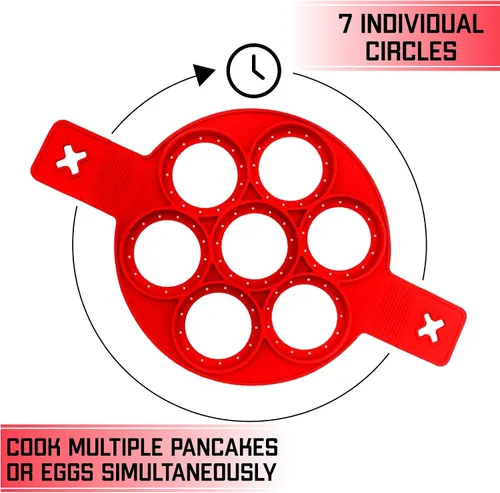 Vista 3 de Molde de silicona antiadherente para panqueques – Molde para panqueques de 7 círculos – Molde de silicona resistente al calor – Anillos de silicona