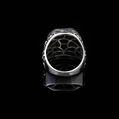Vista 5 de Handmade Vintage Malachite Ax Ring - 925 Sterling Silver Men's Ring with Micro Jade Gemstone - 925 Sterling Silver Rings for Men - Birthday Gifts