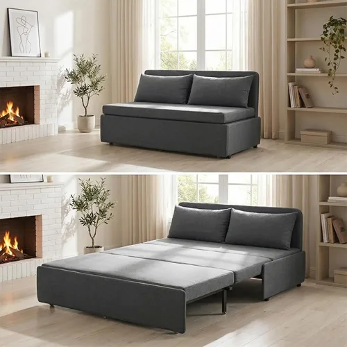 Vista 13 de Mjkone Sofá cama extraíble tamaño individual de 43 pulgadas de ancho con sofá cama extraíble, sofá individual convertible 2 en 1 con almohadas
