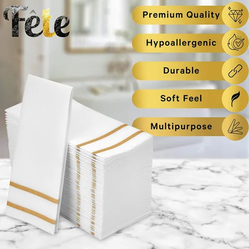Vista 6 de Toallas de mano de papel para baño, toallas de invitados con sensación de lino, cena formal, aniversario, servilletas para mesas, habitaciones