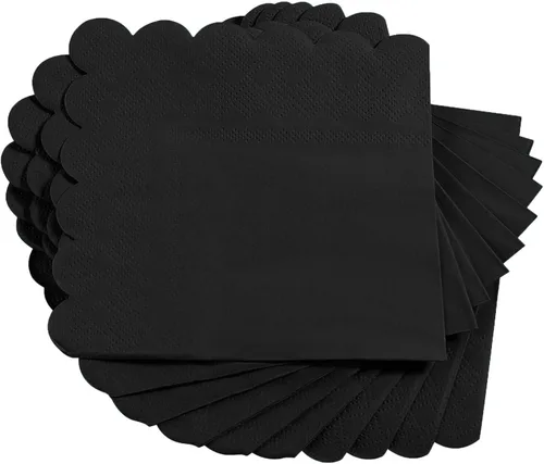 Vista 6 de 100 paquetes de servilletas de cóctel de 2 capas con borde festoneado, servilletas de postre plegadas de 5 x 5 pulgadas, servilletas desechables