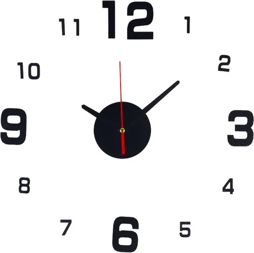Vista 13 de Reloj de pared DIY, funciona con pilas, cuarzo 3D sin marco, 8-15 pulgadas, negro, grande No.