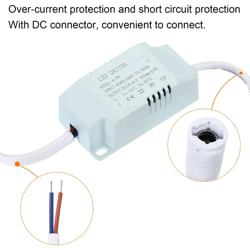 Vista 5 de PATIKIL 4-7W 300mA LED Driver, paquete de 5 AC 85-265V Salida 15-21V DC Conector hembra Conector Rectificador de corriente constante Transformador