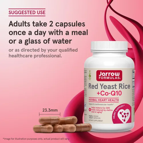 Vista 7 de Jarrow Formulas Arroz de Levadura Roja 1200 mg y CoQ10 100 mg por Porción - 120 Cápsulas Vegetales, 60 Porciones - Suplemento Dietético Herbal