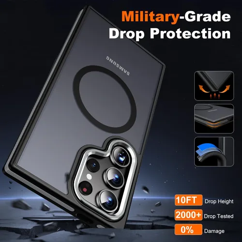 Vista 5 de JAME Funda para Samsung Galaxy S24 Ultra, [Compatible con MagSafe] [Protección de Grado Militar] [Agarre Antideslizante] Magnífico Bisel Protector