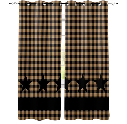 Vista 10 de Cortinas opacas Texas Barn Stars de 39 pulgadas de largo, cortinas rústicas con aislamiento térmico para dormitorio, sala de estar, 2 paneles de 55
