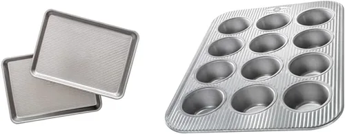 Vista 22 de USA Pan - Bandeja para hornear antiadherente de acero aluminizado para rollos de gelatina