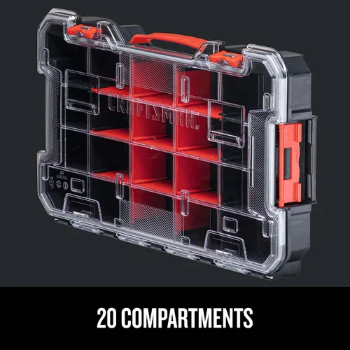 Vista 7 de CRAFTSMAN VERSASTACK Organizador de almacenamiento, organizador de piezas pequeñas, 20 compartimentos, tapa incluye pestillo seguro (CMST17828)