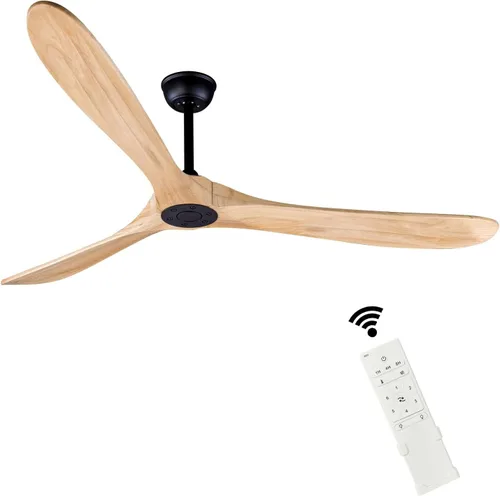 Vista 22 de Bigzone - Ventilador de techo negro para interiores y exteriores de 52 pulgadas sin luces con control remoto, motor DC eficiente energéticamente