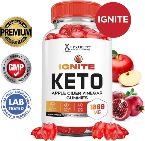 Vista 2 de Justified Laboratories Ignite Keto ACV Gummies Advanced 1000 mg Ignite Keto Gummies Formula Vinagre de sidra de manzana formulado con jugo