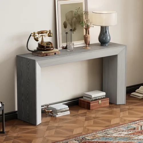 Vista 9 de Mesa consola moderna de 59 pulgadas, color negro, mesa de entrada elegante y versátil para sofá detrás del sofá para sala de estar, pasillo