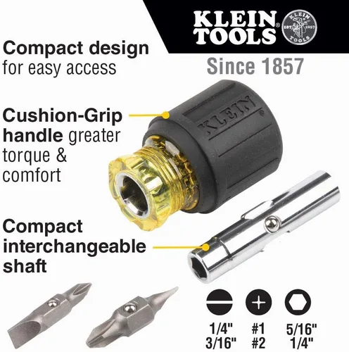 Vista 4 de Klein Tools 80045 - Kit de herramientas de destornillador y tuercas de 3 piezas y alicates D275-5, alicates de corte diagonal con cortador