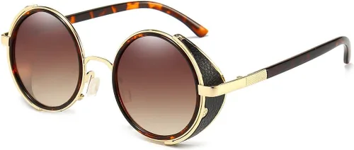 Vista 8 de Dollger Gafas de sol redondas retro vintage Steampunk con marco circular de metal