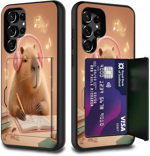 Vista 120 de Funda híbrida de doble capa con función atril para Samsung Galaxy A16 5G de 6.9 pulgadas, diseño de vaca con bandera estadounidense