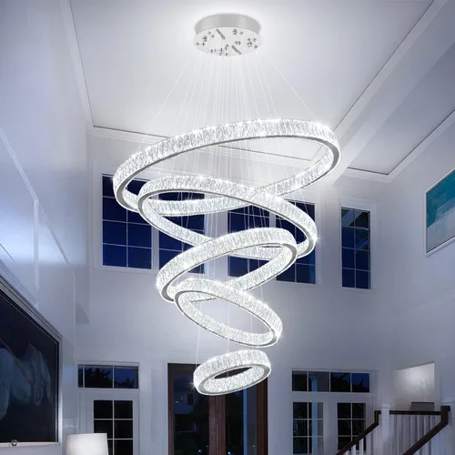 Vista 10 de Araña de Cristal LED Moderna Regulable de 8" Anillo Dorado Luminarias Colgantes para Isla de Cocina Comedor Sala de Estar