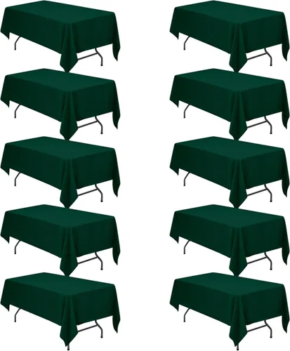 Vista 44 de BRILLMAX - Manteles para mesa rectangular de 6 pies, tela de lino de poliéster, lavable, para boda, recepción, banquete, fiesta de cumpleaños, 60 x