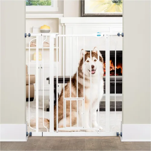 Vista 14 de Carlson - Puerta extra alta para mascotas con puerta pequeña para mascotas, para aberturas de 29 a 39 pulgadas de ancho, incluye kit de extensión