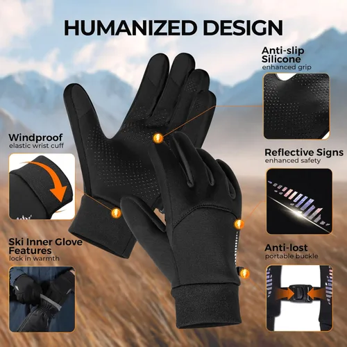 Vista 6 de rivmount Guantes de invierno cálidos para niños, pantalla táctil, impermeables, ciclismo, correr, esquí, al aire libre, clima frío para niños y niñas
