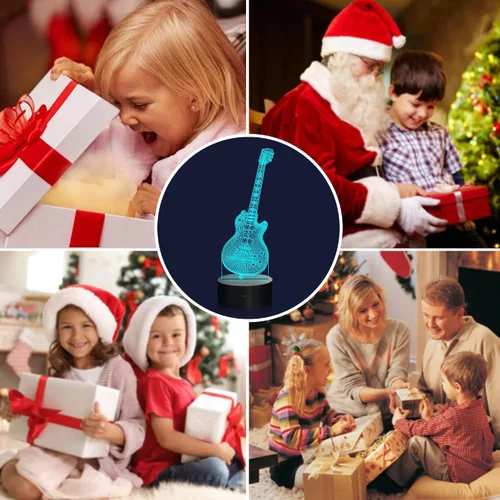 Vista 7 de Attivolife Lámpara de guitarra de regalo para guitarra eléctrica, luz nocturna 3D con control remoto + temporizador, lámpara de escritorio que