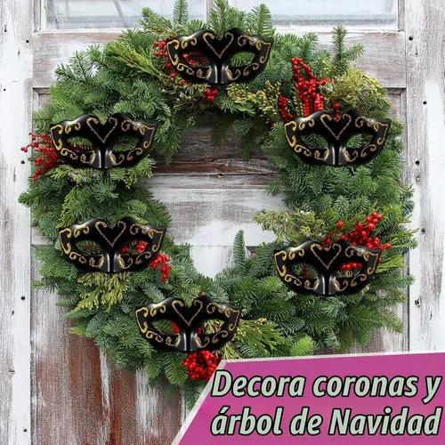 Vista 7 de Vinsot Mini máscaras para mascarada, máscara de Mardi Gras, decoración veneciana decorativa para cupcakes, decoración de carnaval Negro