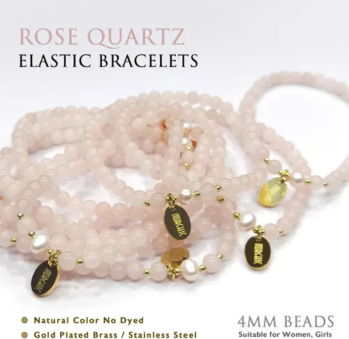 Vista 5 de Morchic Pulsera elástica de cuentas de piedras preciosas naturales de 0.157 pulgadas para mujer, con perlas de agua dulce, regalo de cumpleaños