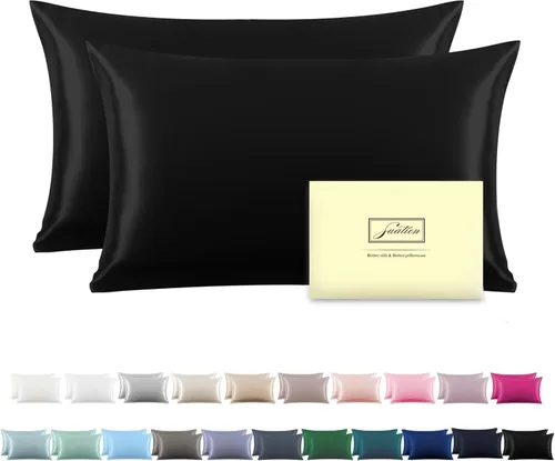 Vista 25 de Funda de almohada de seda para cabello y piel, suave, transpirable y resistente, funda de almohada de seda de tamaño Queen, fundas de almohada