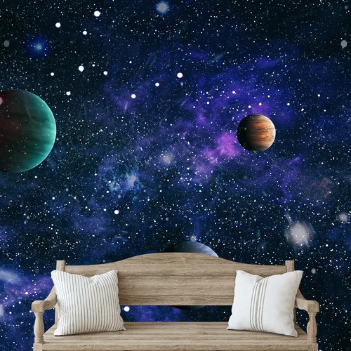Vista 28 de NWT Calcomanía removible para pared, diseño de nube galáctica, estrella, nebulosa, fantasía, ciencia ficción, astronomía y arte espacial, arte