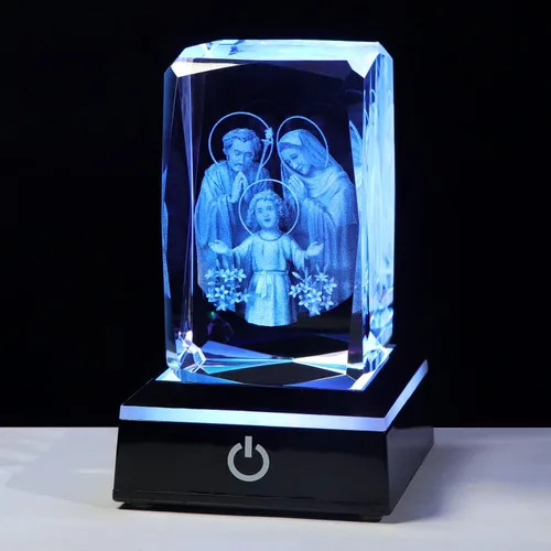 Vista 11 de Movdyka Estatua de Jesús de Cristal 3D Regalos Cristianos para Mujeres y Hombres, Regalos Religiosos con Grabado Láser para Amigos, Mamá, Papá