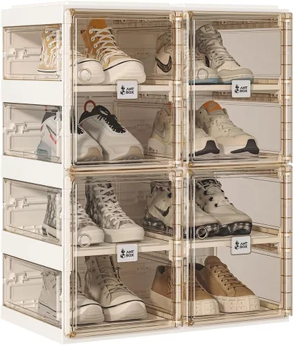 Vista 11 de ANTBOX Zapatero plegable, organizador de zapatos para armario, caja de almacenamiento de zapatos de plástico que ahorra espacio para la entrada